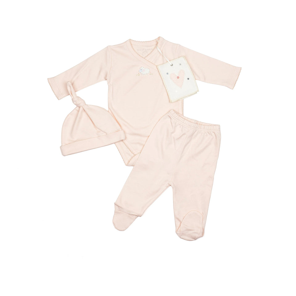Wild Wawa Pink Lamb Embroidered 3pc Set