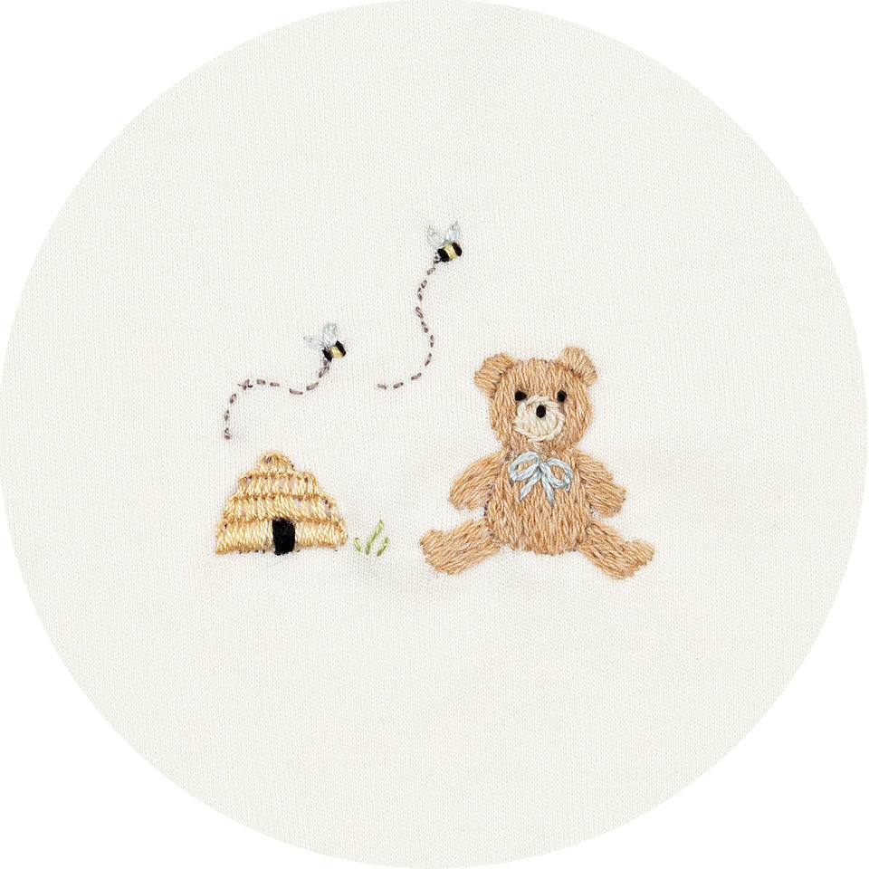 Wild Wawa Pearl Bear With Flowers Embroidered 2pc Set