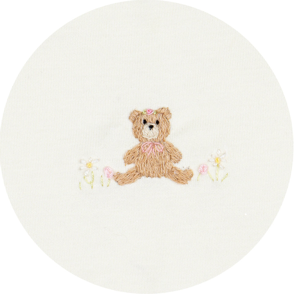 Wild Wawa Pearl Bear With Flowers Embroidered 3pc Set