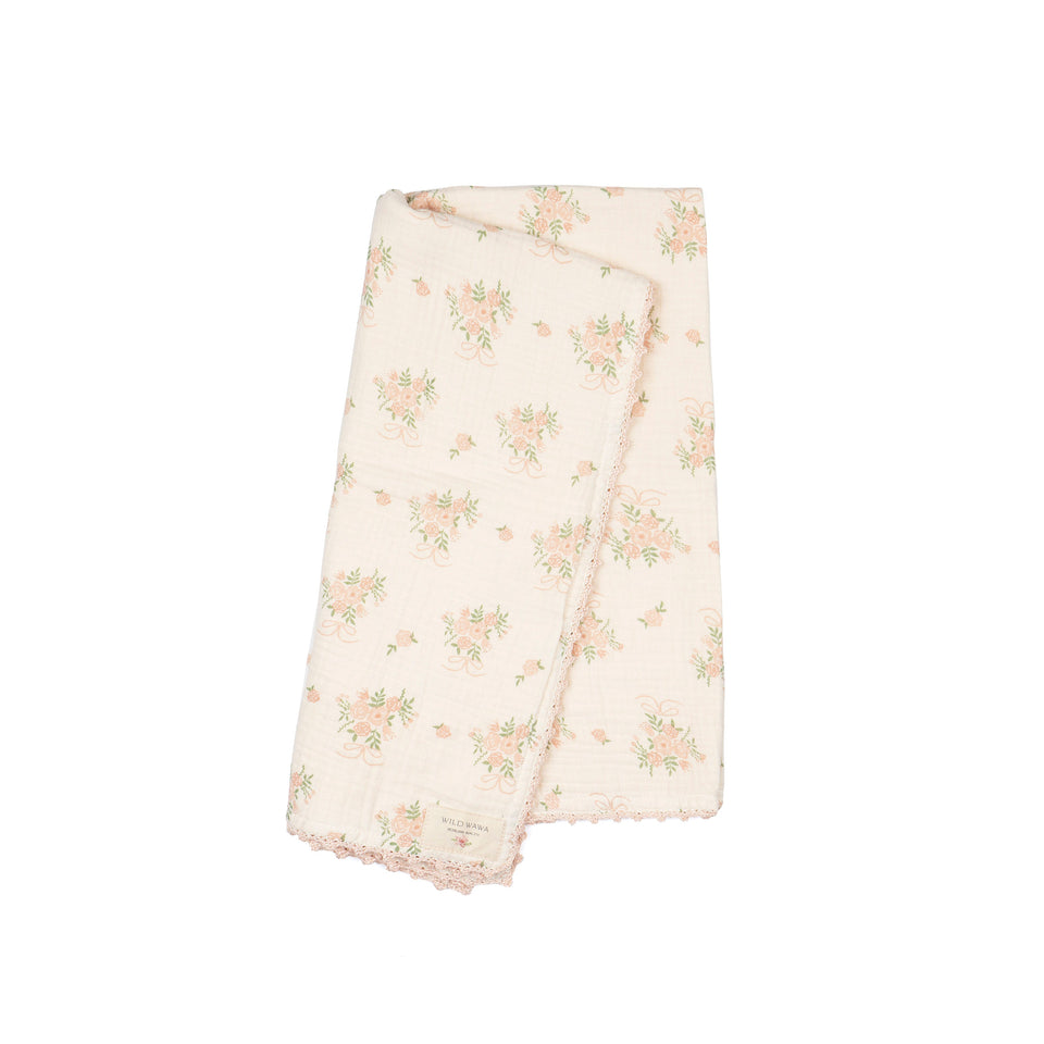 Wild Wawa Parfait Pink Crochet Trim Swaddle