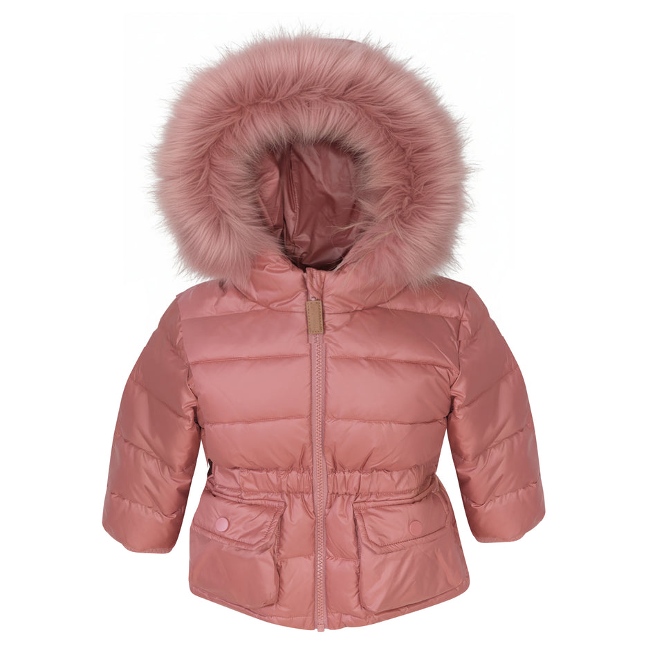 Mantel Slate Rose Duo Pocket Gathered Winter Jacket
