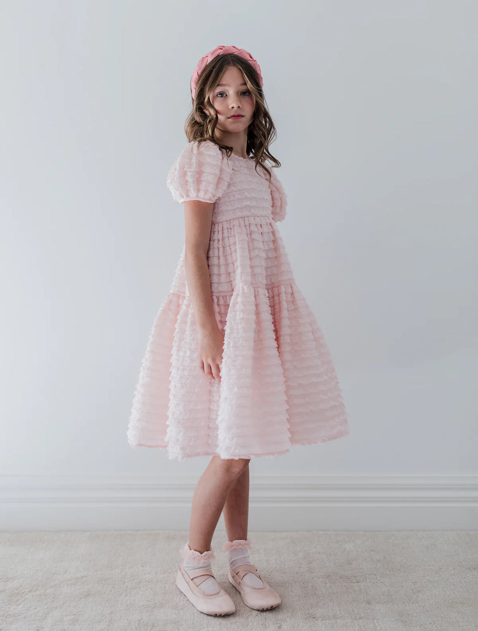 Petite Amalie Pink S/S Frilly Ribbon Dress