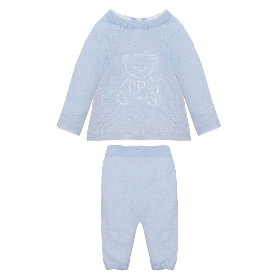 Patachou Blue Knit Bear Set