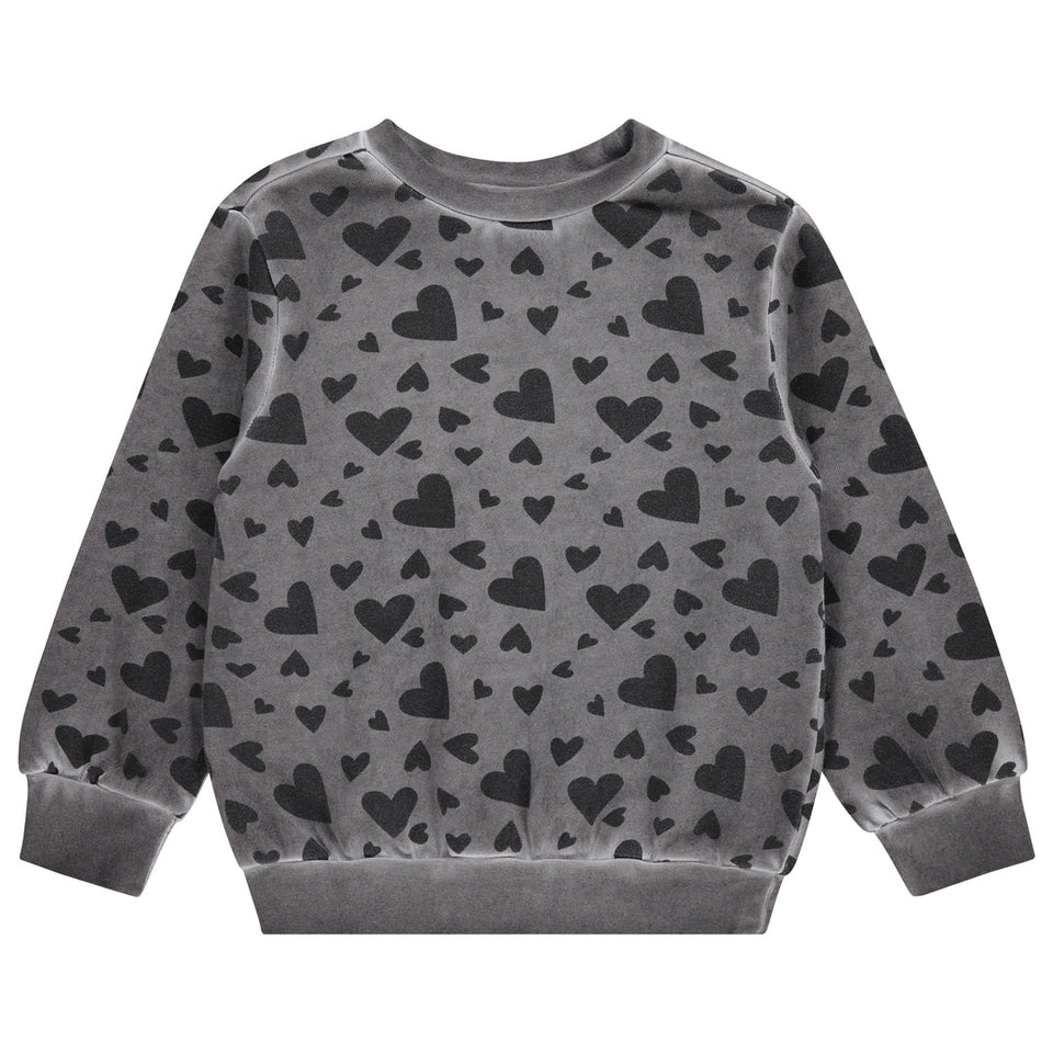 Jaybee Grey Denim Heart Print Sweatshirt