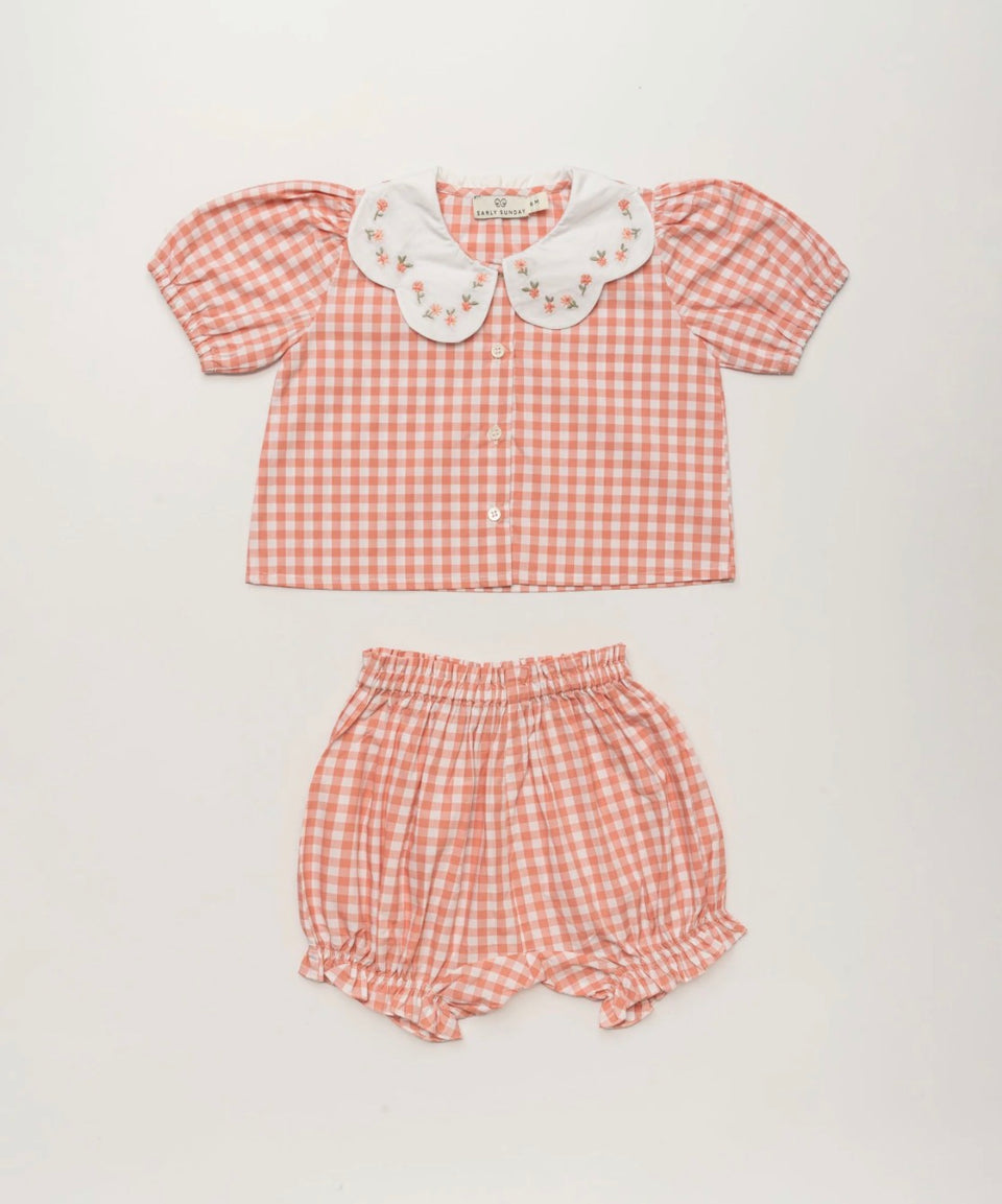Early Sunday Gingham Check Peony Set