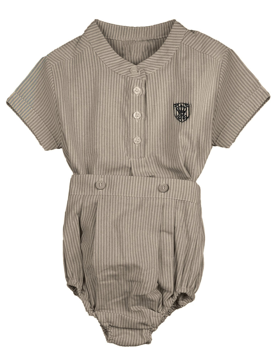 Belati Navy Mandarin Collar Bloomer Set