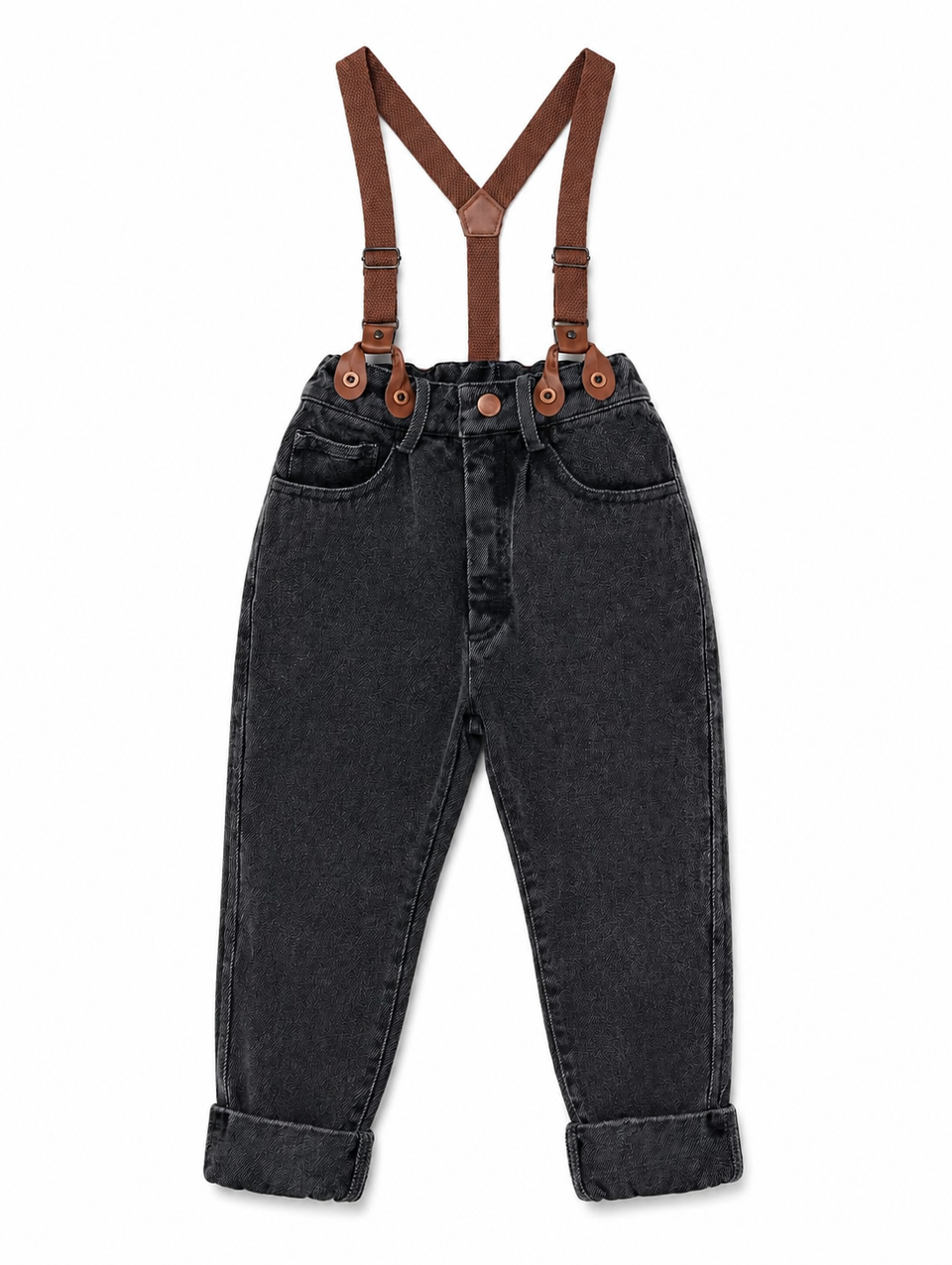 Calla Lili Black Denim Suspenders Pants