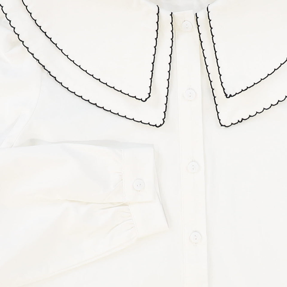 Valentina White Scallop Double Collar Blouse