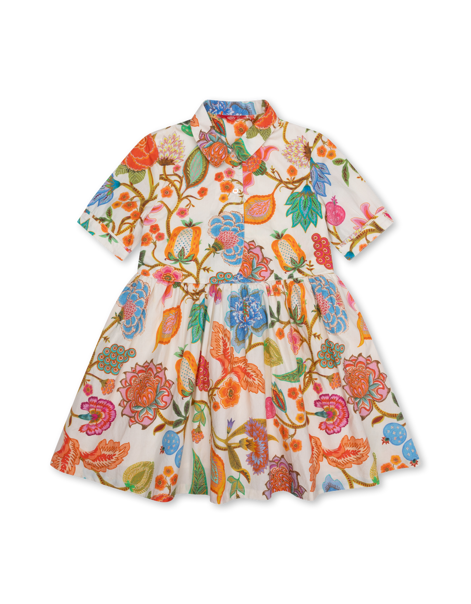 Oilily Delphine Dress with Collar and Large Florals