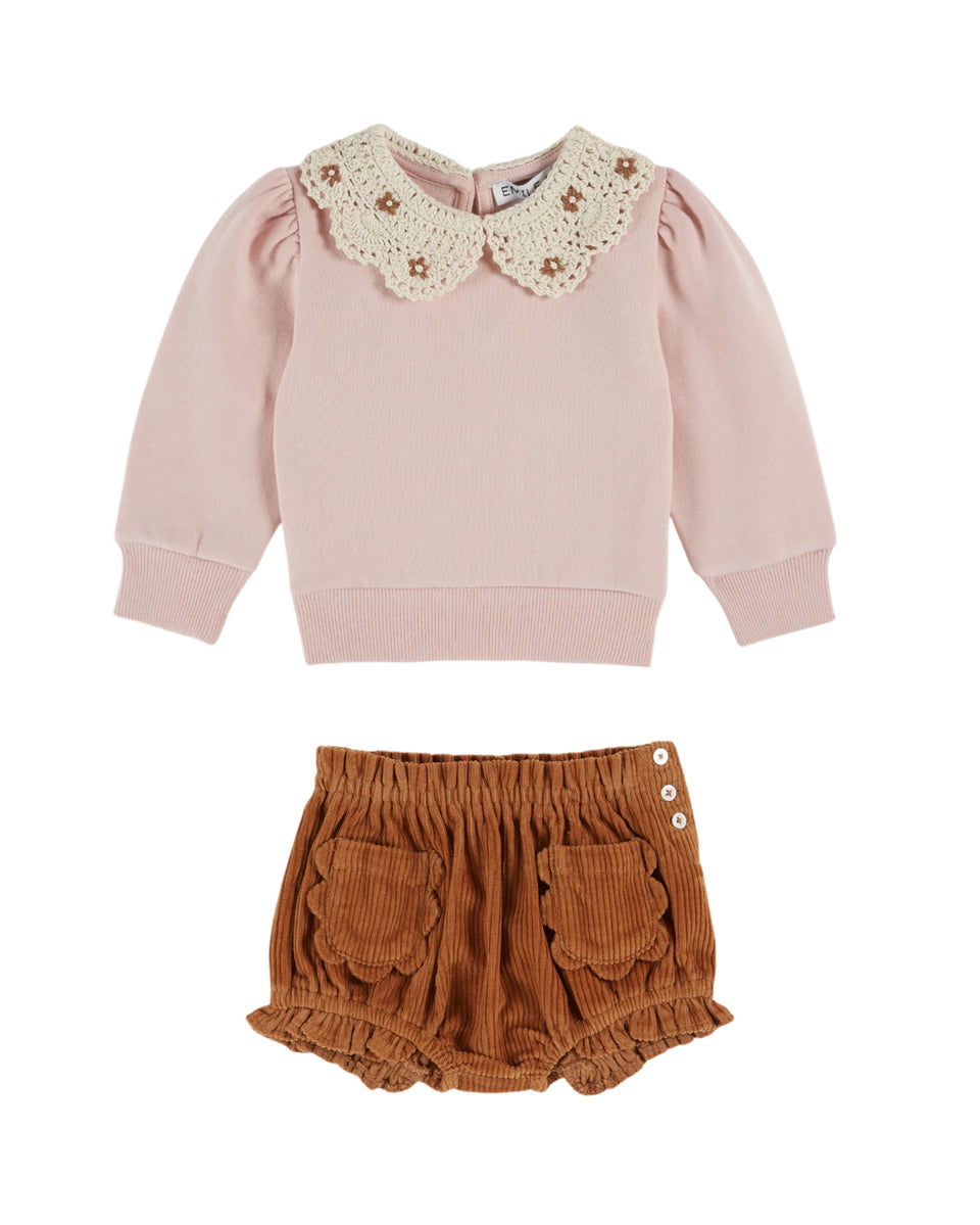 Emile & Ida Peony Collar Sweater w/ Pecan Bloomers