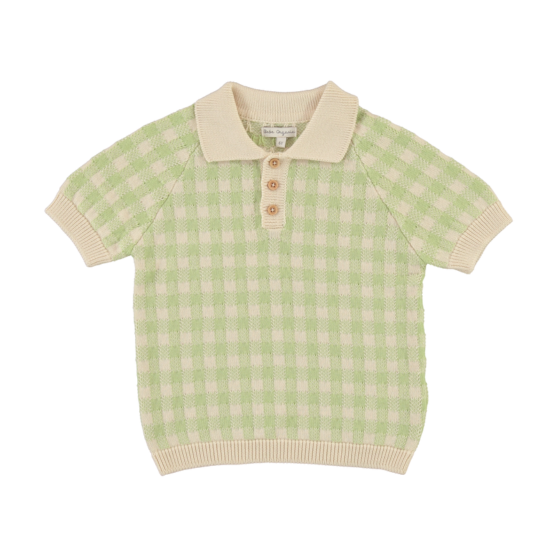 Bebe Organic Gingham Knit June Polo