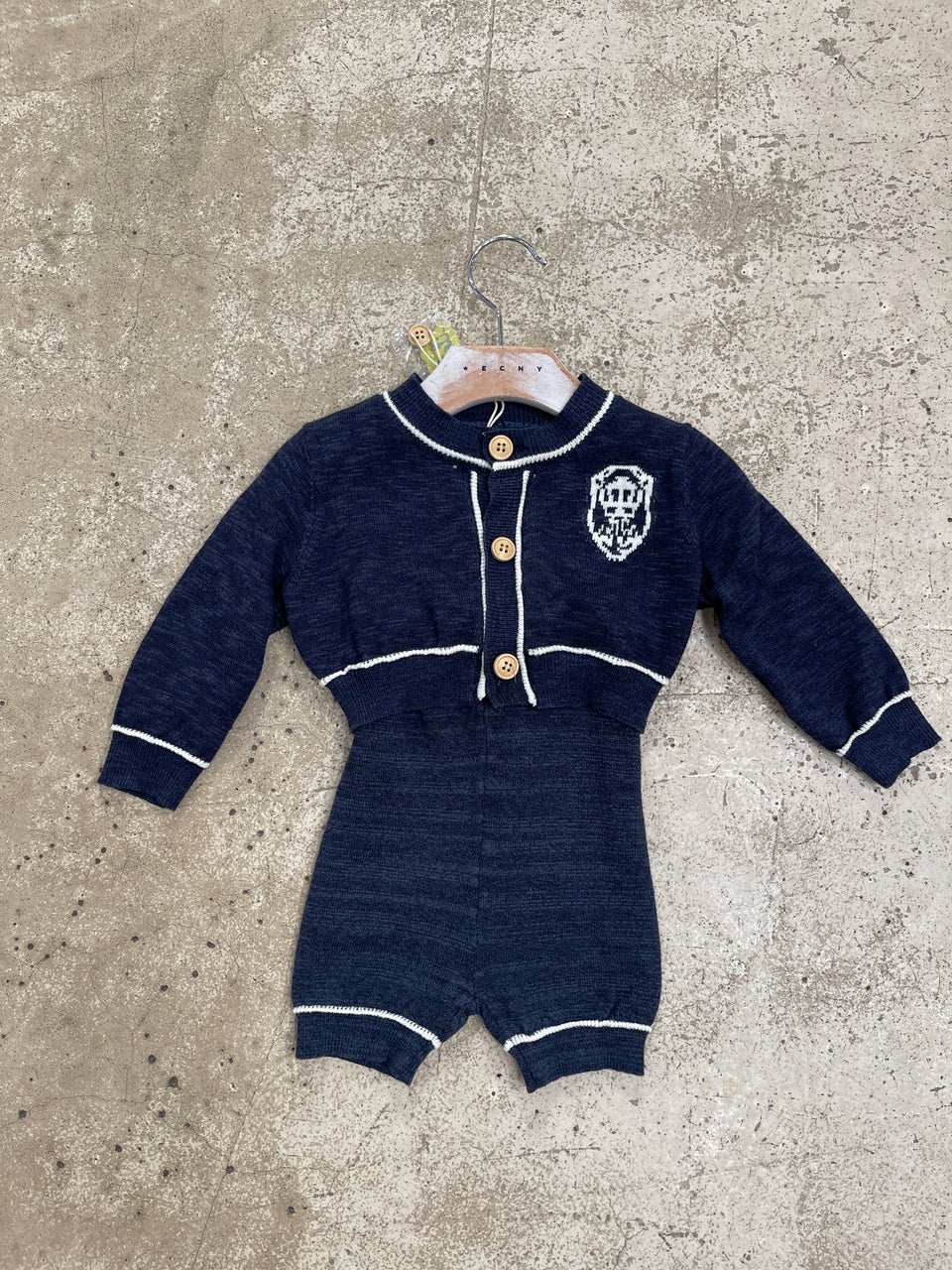 Belati Navy Cardigan W/ Emblem Shorts Set