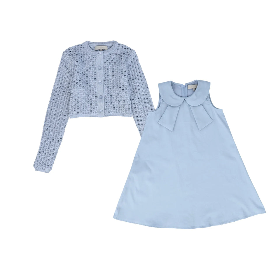 Bace Blue Peter Pan Collar Swing Dress w/ Cardigan