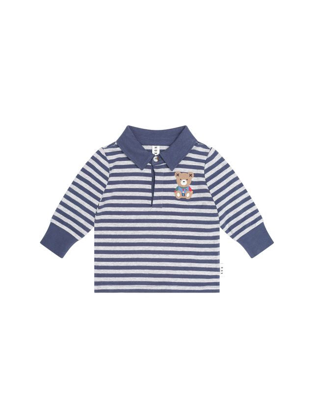 Hux Ink Grey Marle Ink Stripe Polo