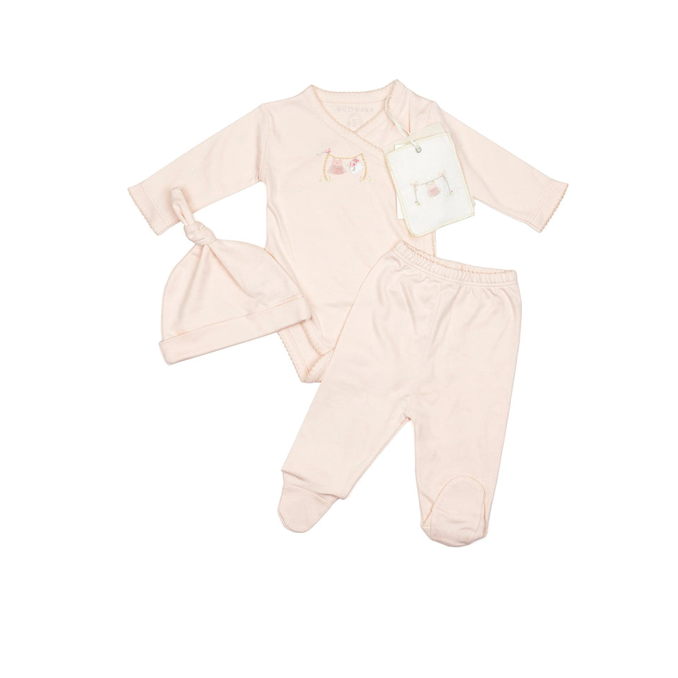 Wild Wawa Pink Clothesline Embroidered 3pc Set