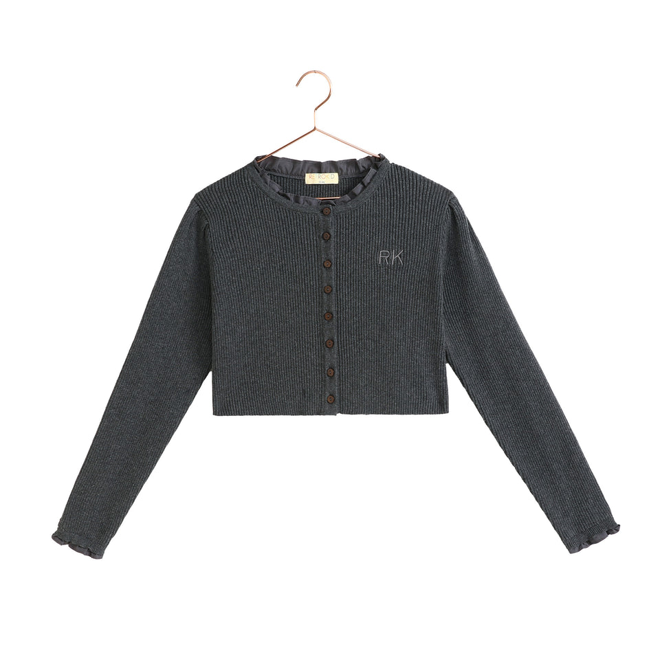 Retrokid Emerson Gray Knit Crop Cardigan