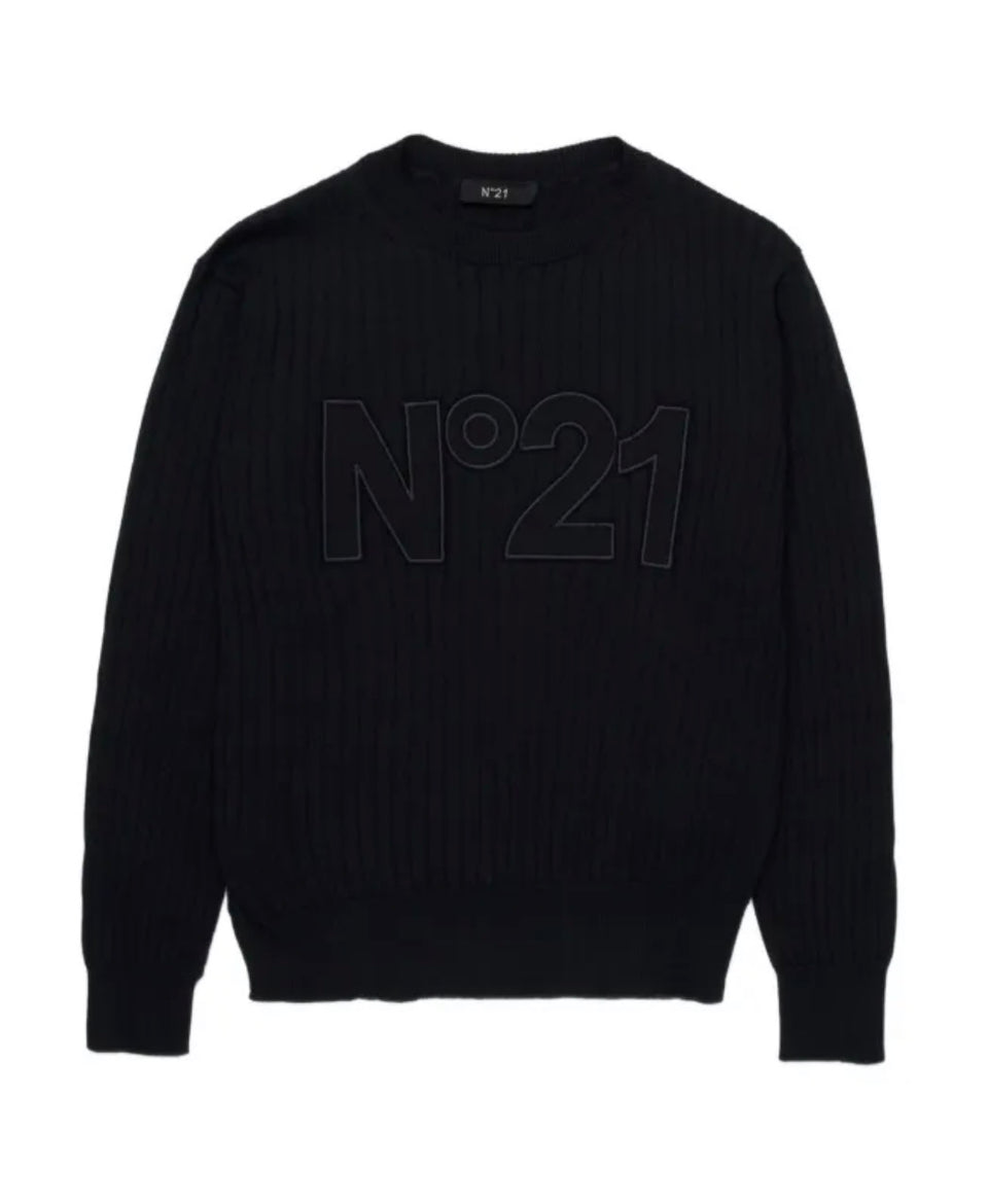 N21 Black Rib Knit Tone on Tone  Sweater