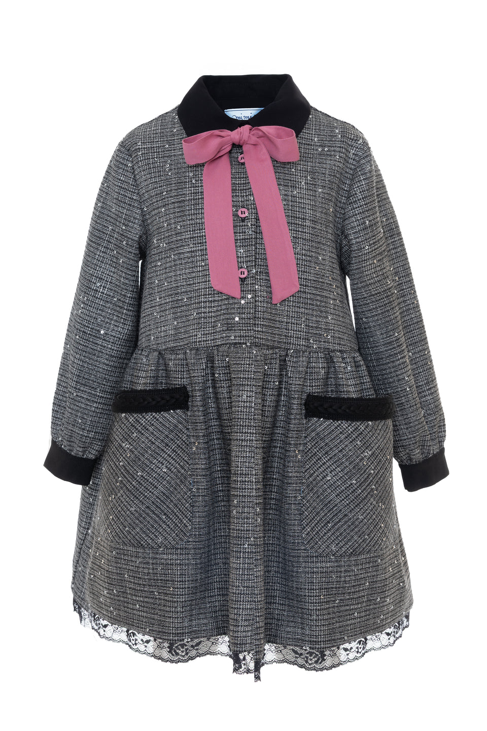 Mimisol Black Bow Detail Check Dress