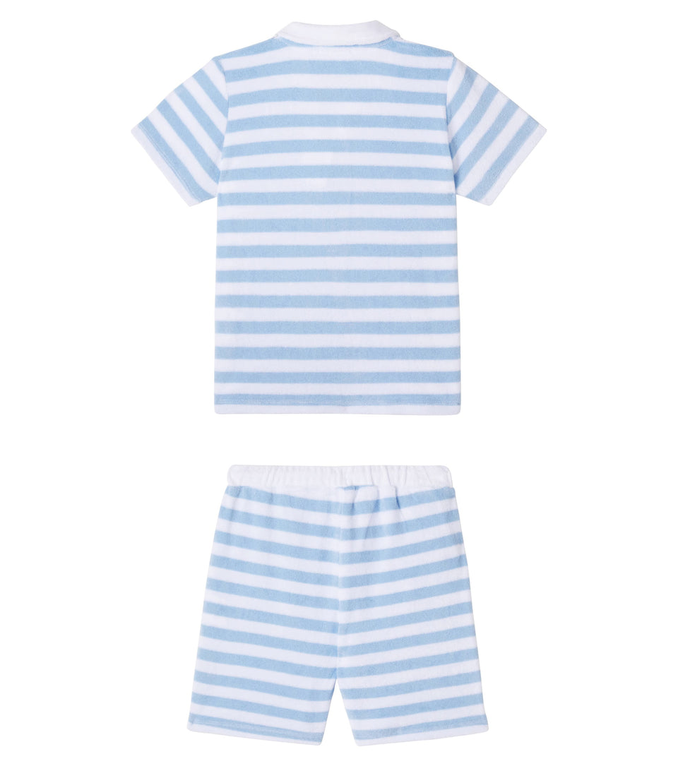 Patachou Blue/White Stripe Polo Shirt & Shorts Set