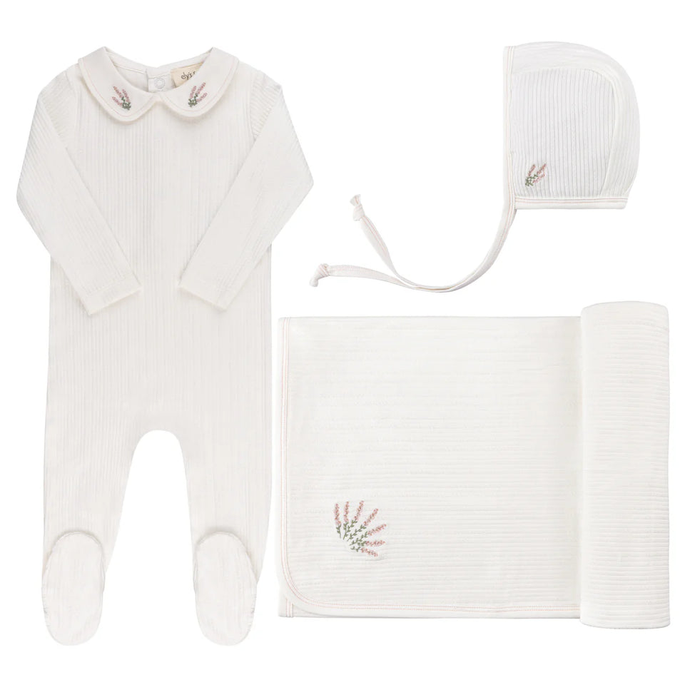 Ely’s & Co. Ivory Heather Embroidered 3pc Set