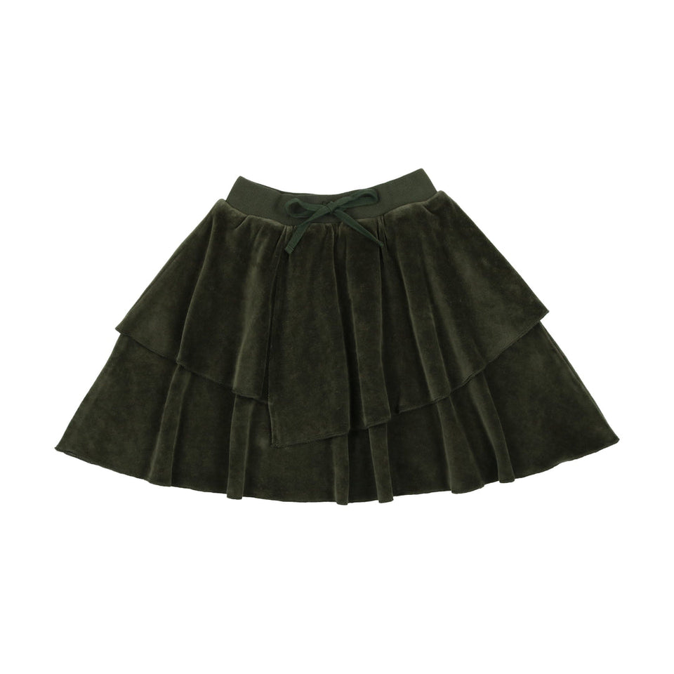 Kin Kin Green Velour Tiered Skirt