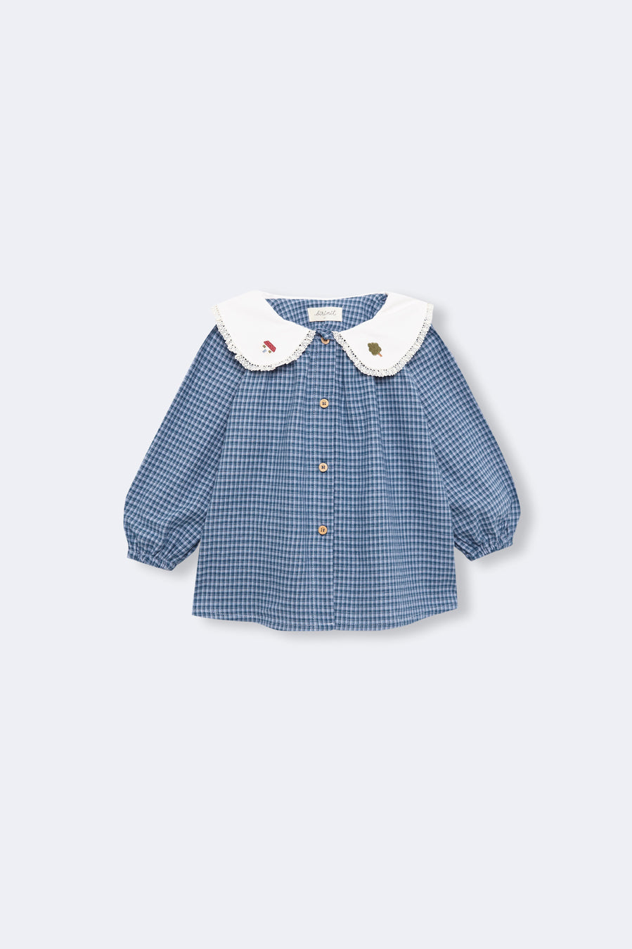 Birinit Indigo Gingham Embroidered Baby Dress