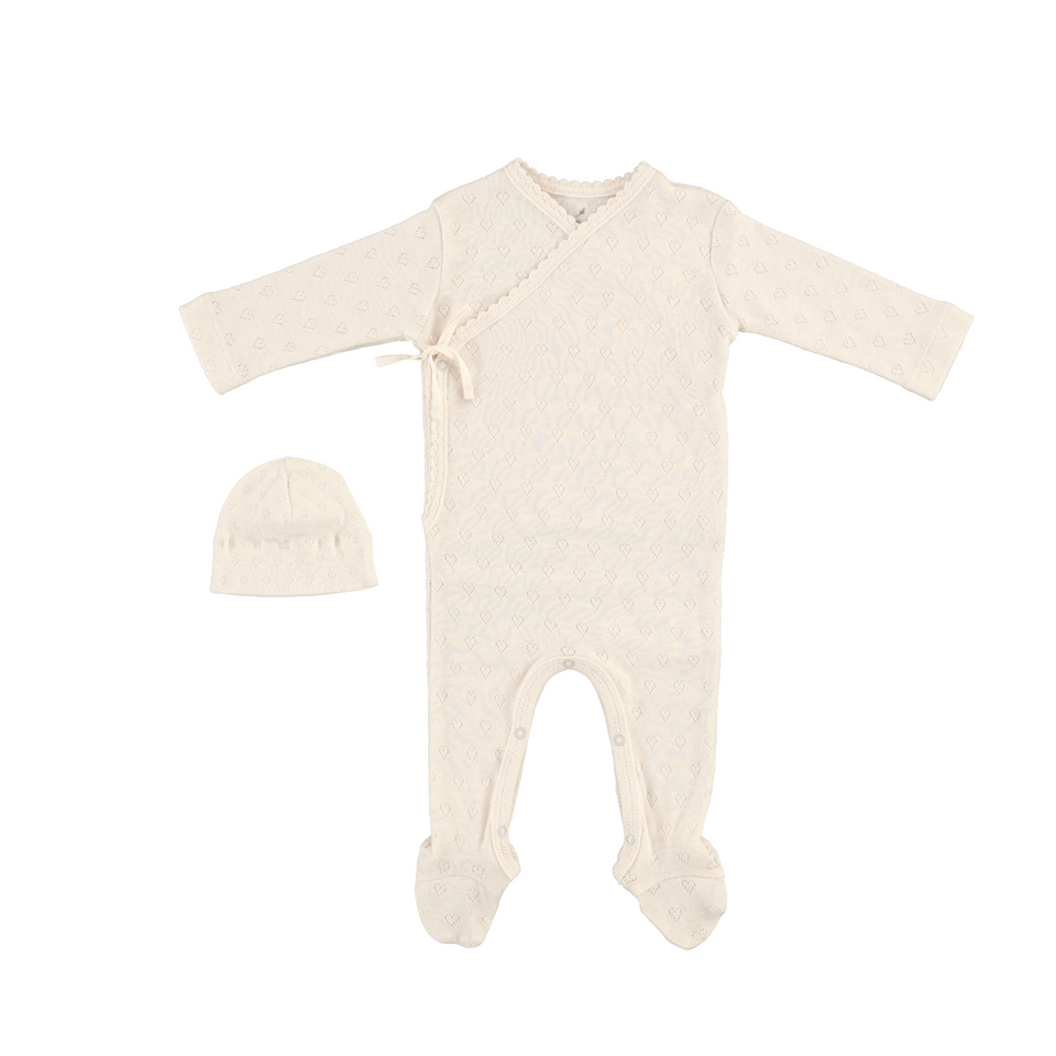 Bebe Organic Natural Heart Pointelle Wrap w/ Hat