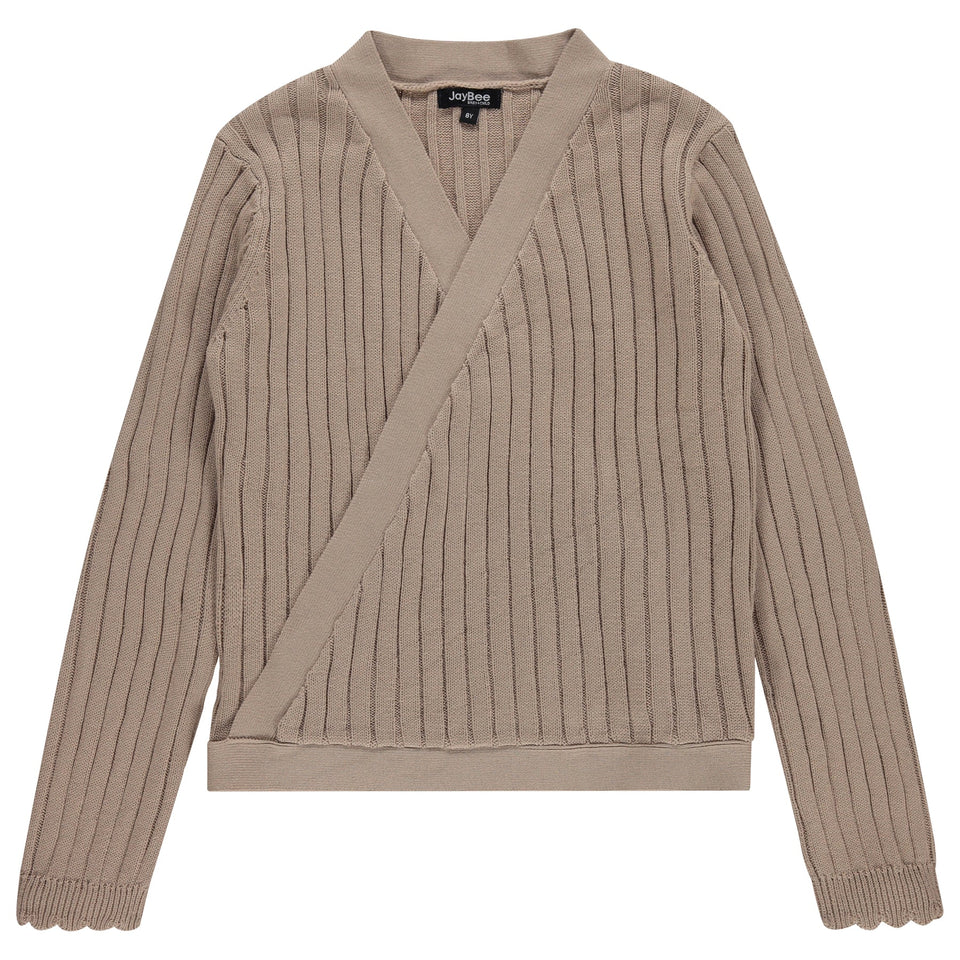 Jaybee Natruel Ribbed Wrapped Knit Sweater