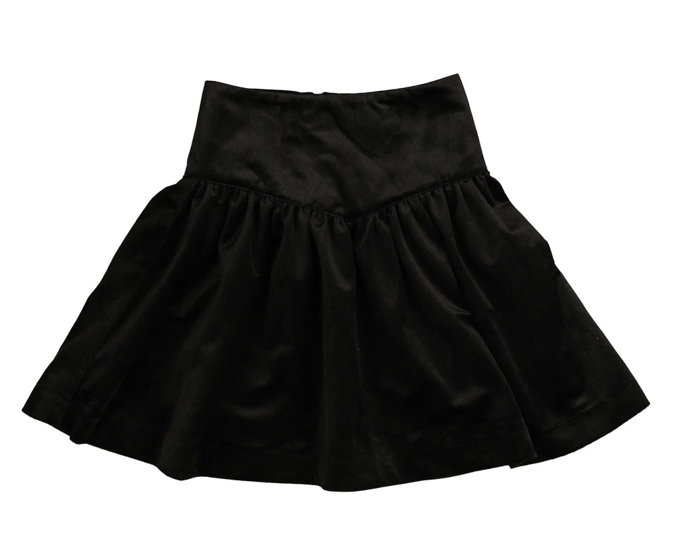 Belati Black Velour Corduroy Skirt