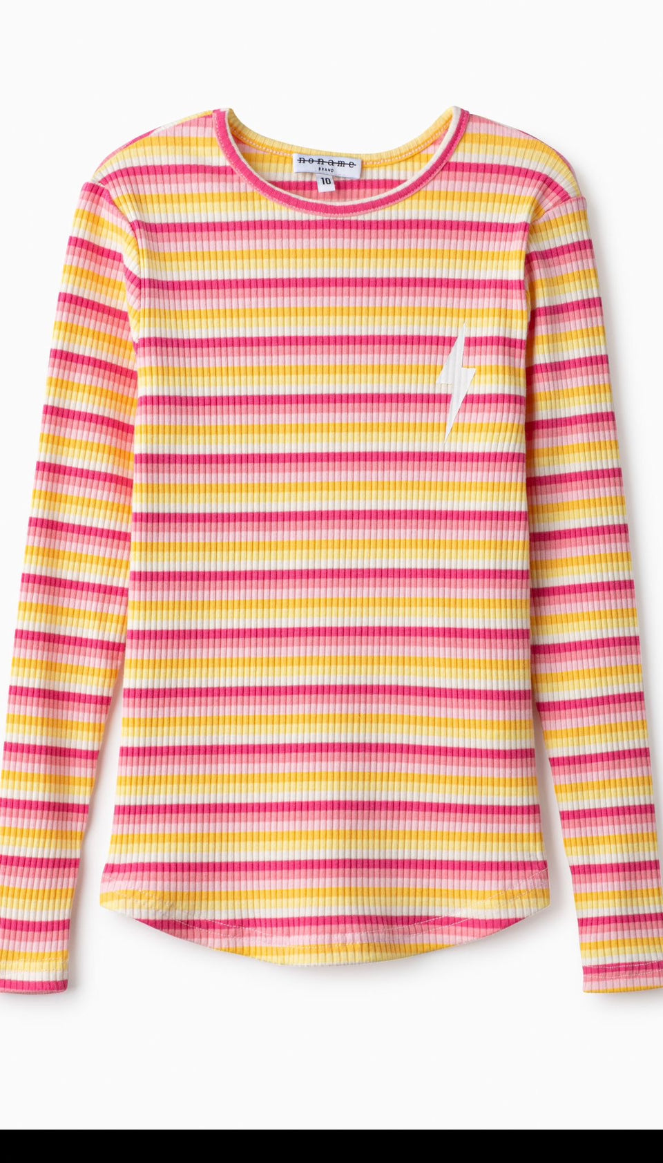 Noname Pink/Orange Striped Ribbed Bolt Tee