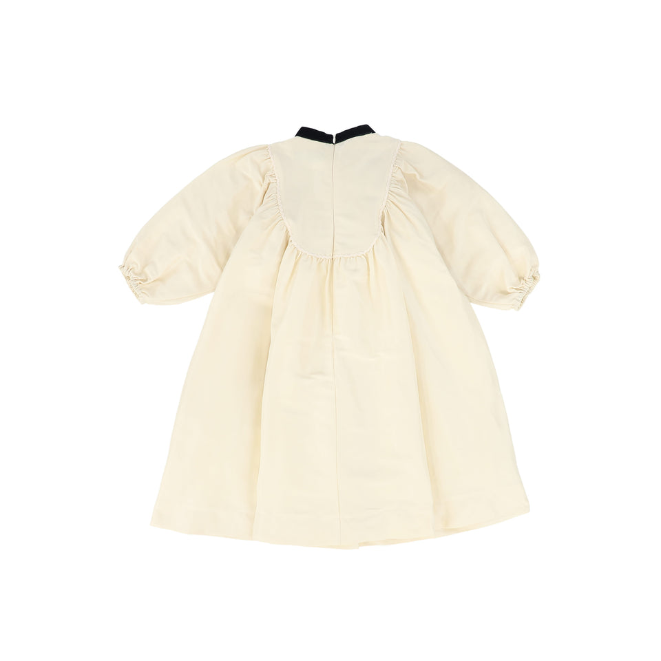 Francesca Guiliano Cream Bib Detail Taffeta Dress