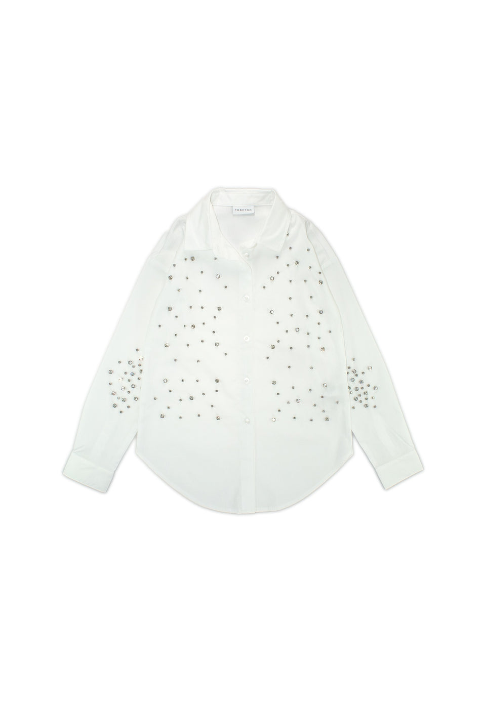 TOBETOO White Blouse W/ Rhinestones