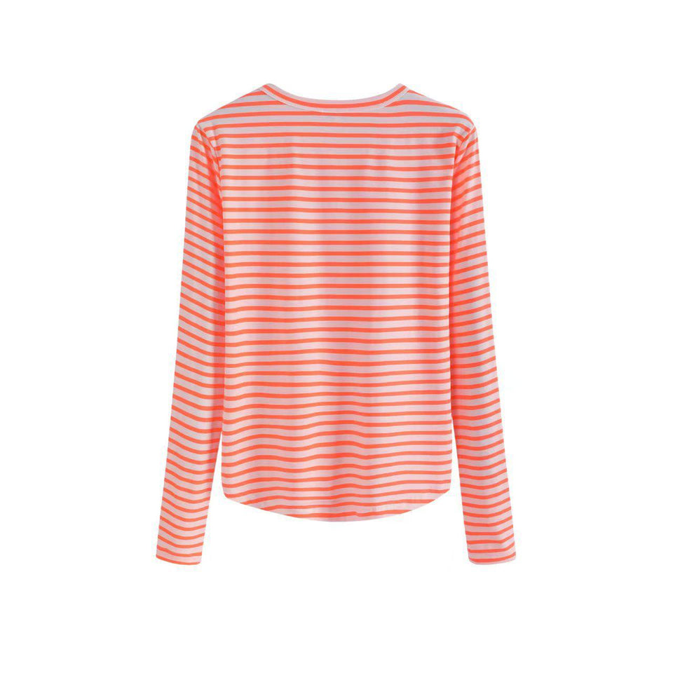 Noname Neon Orange/White  "Noname" Stripe T-shirt 1616