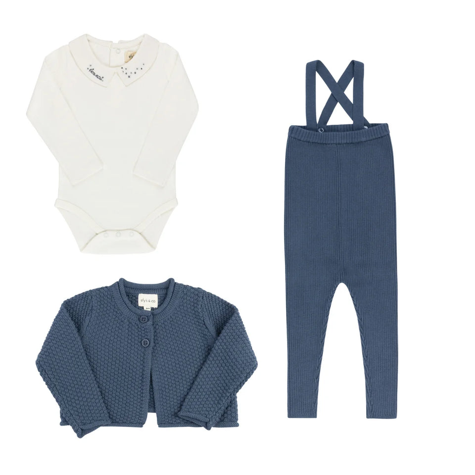 Elys & Co Blue Floral Star Knit Collection 3pcs Set