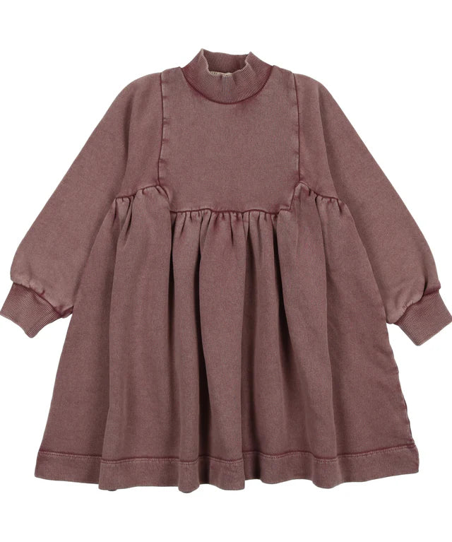 Farren and Me Washed Purple Turtleneck Bib Dress