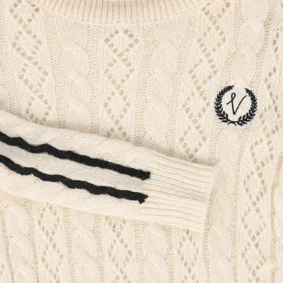Valentina Cream Pointelle Cable Knit Turtleneck