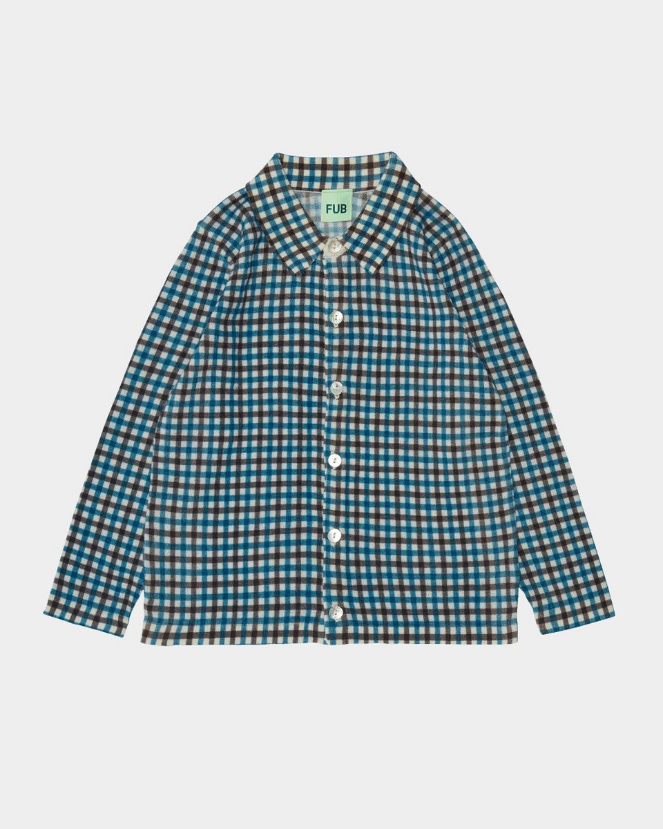 FUB Brown/Blue Checked Button Down Sweater