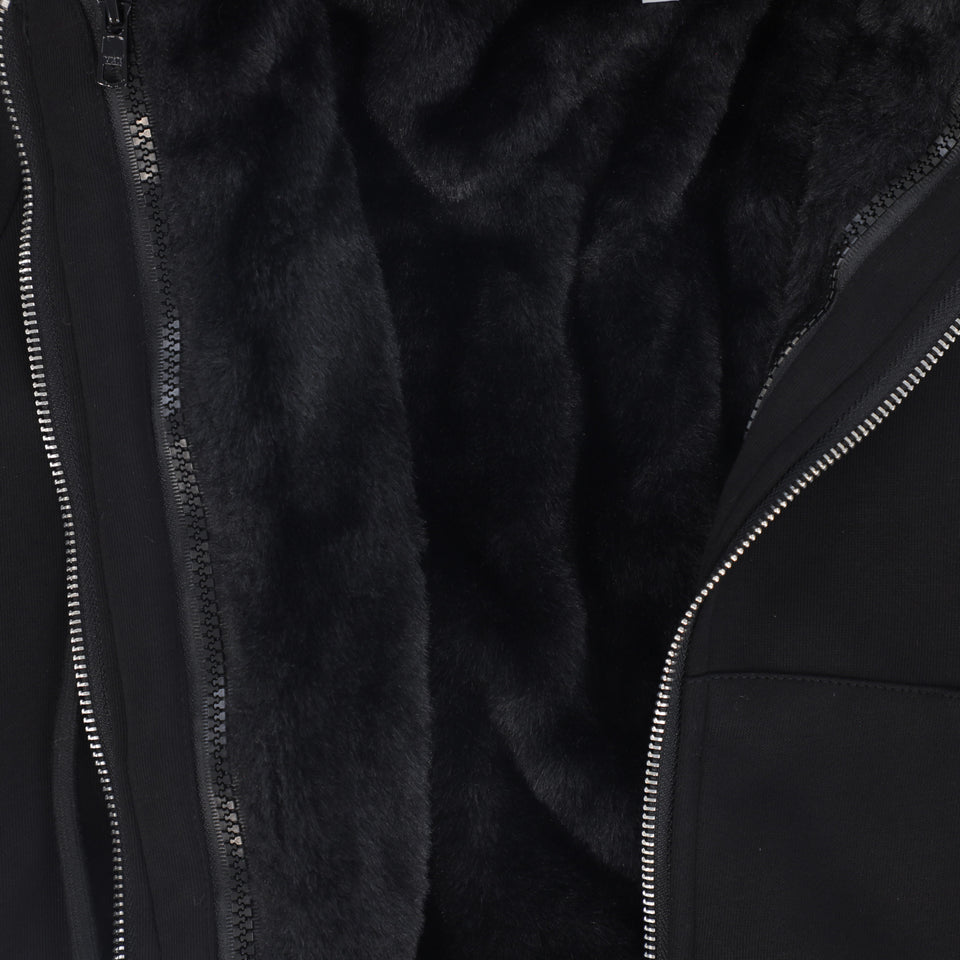 Bace Black Fur Zip Up Sweatshirt