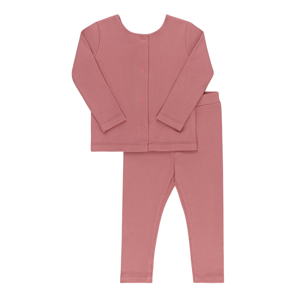 Ely’s & Co. Pink Ribbed Cardigan Set
