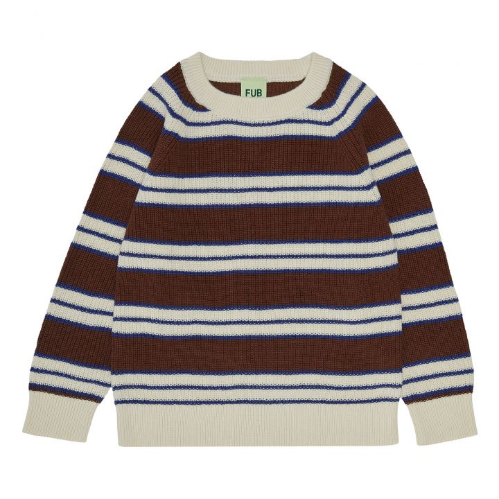 Fub Ecru Brown and Navy Striped Sweater