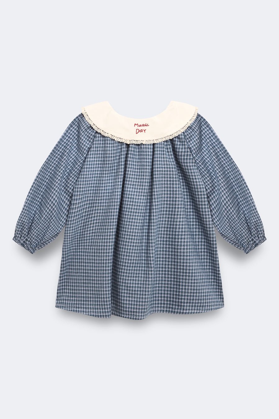Birinit Indigo Gingham Embroidered Dress