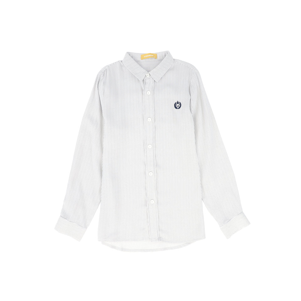 Le Bourdon Grey/White Collared Blouse