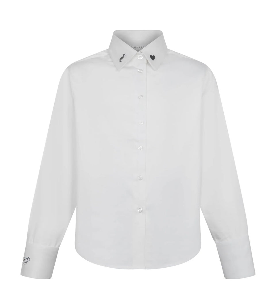 Little Parni White/Black Teens Elegant Embroidered Shirt