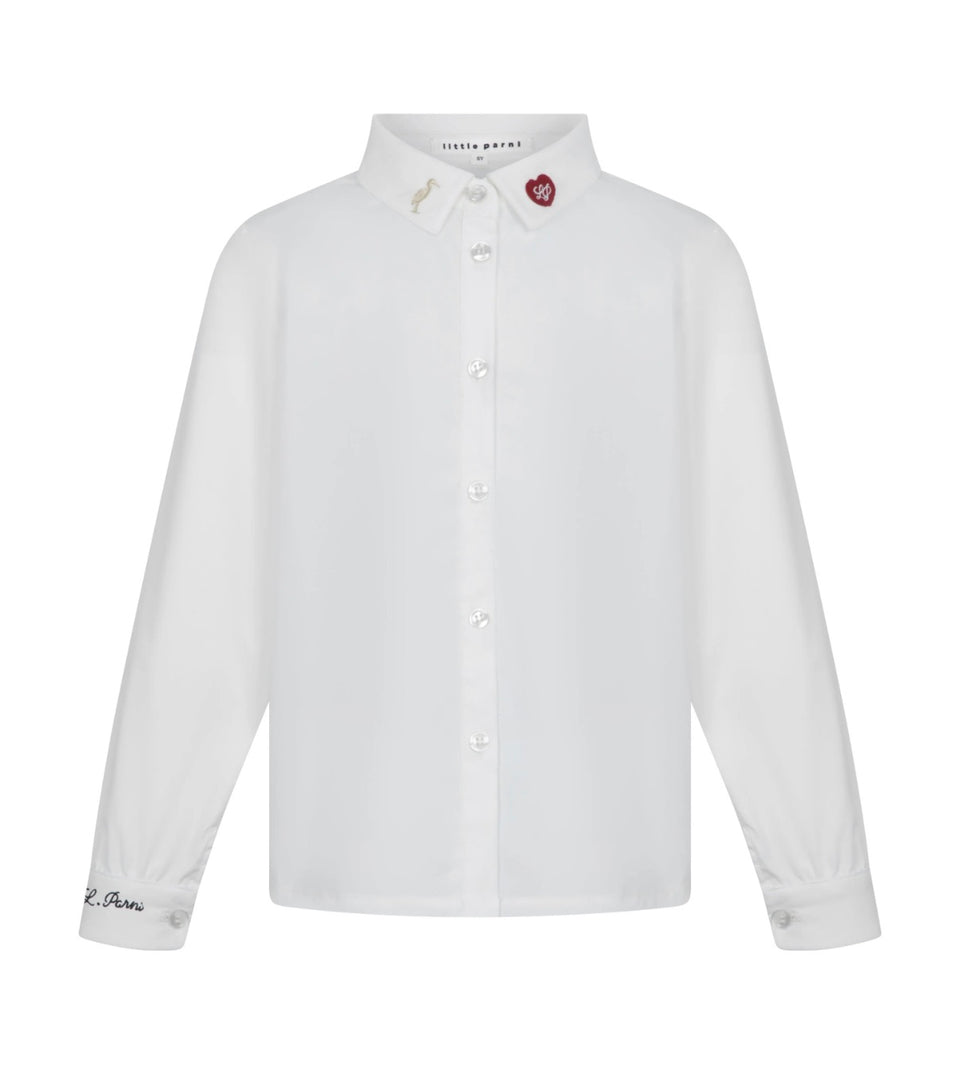 Little Parni White Girls Elegant Embroidered Shirt