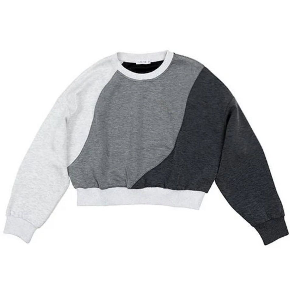 Luna Mae Thea Mixed Grey Wave Sweatshirt