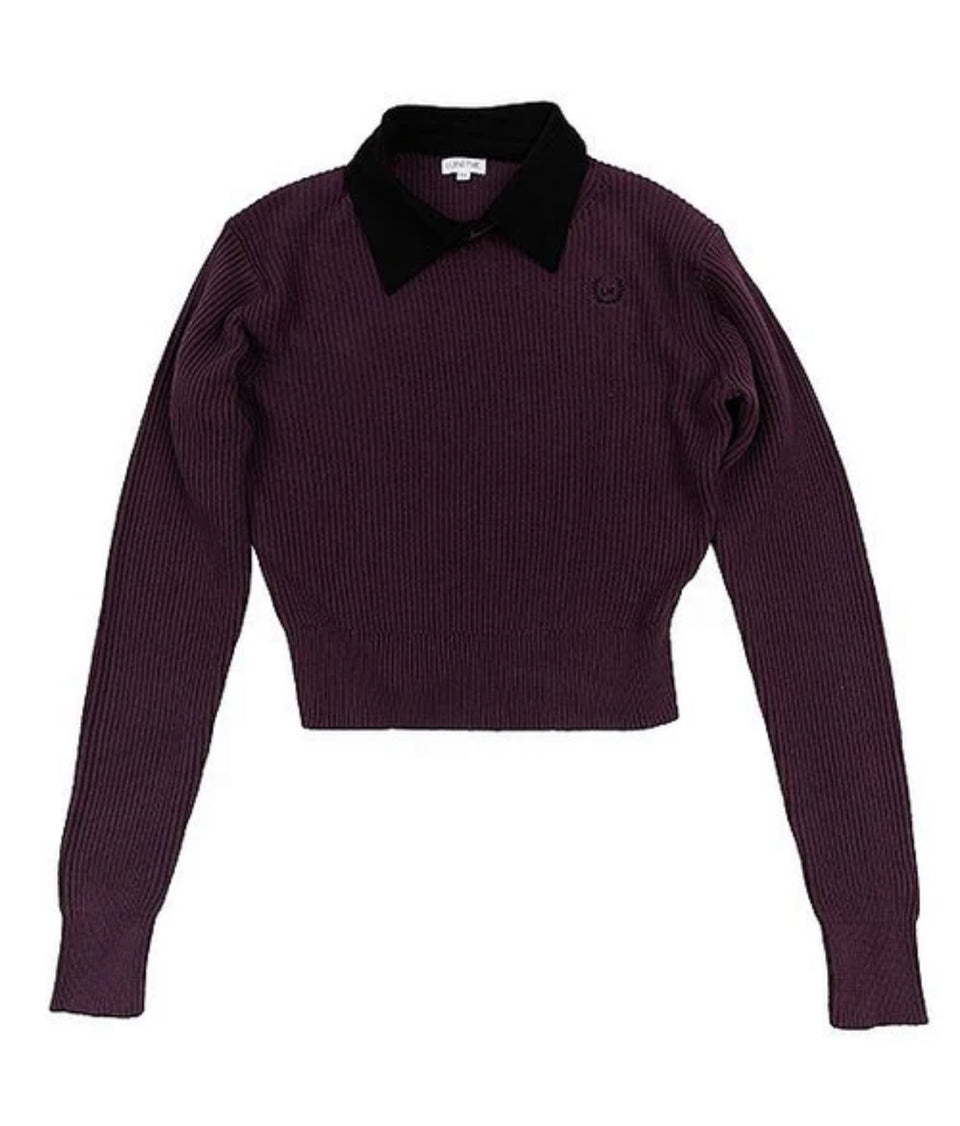 Luna Mae Cleo Plum Removable Collar Sweater