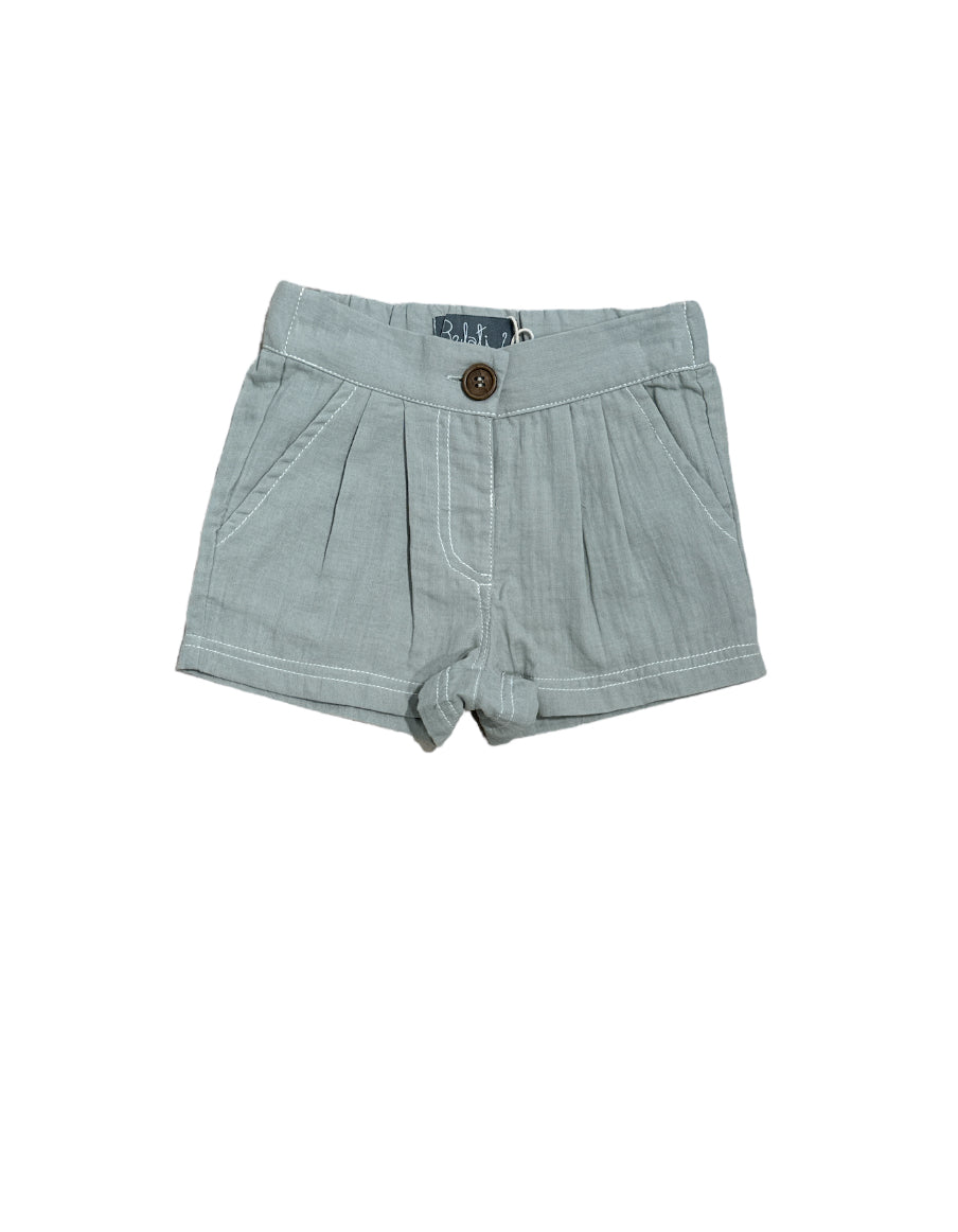 Belati Sage cutie Shorts with White Stitching