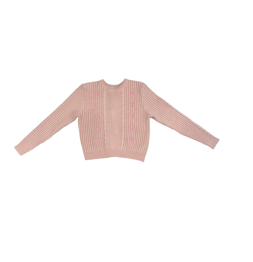 Hev Peach Floral Embroidered Sweater