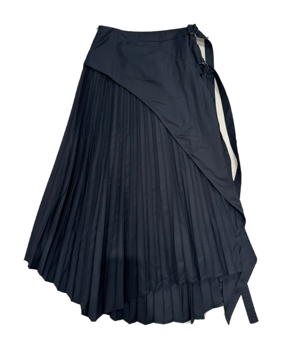 Chicas Paris Black Pleated Assymetrical Flap Skirt