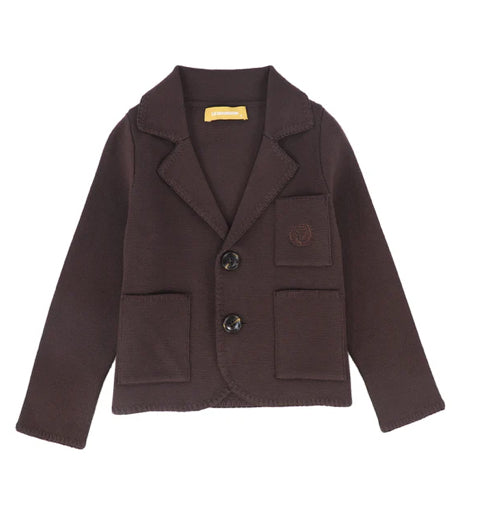 Le Bourdon Brown Piped Knit Blazer
